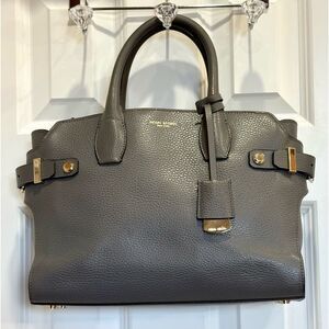 HENRI BENDEL - Carlyle Leather Satchel Tote in Grey. New HB Dust Bag Included